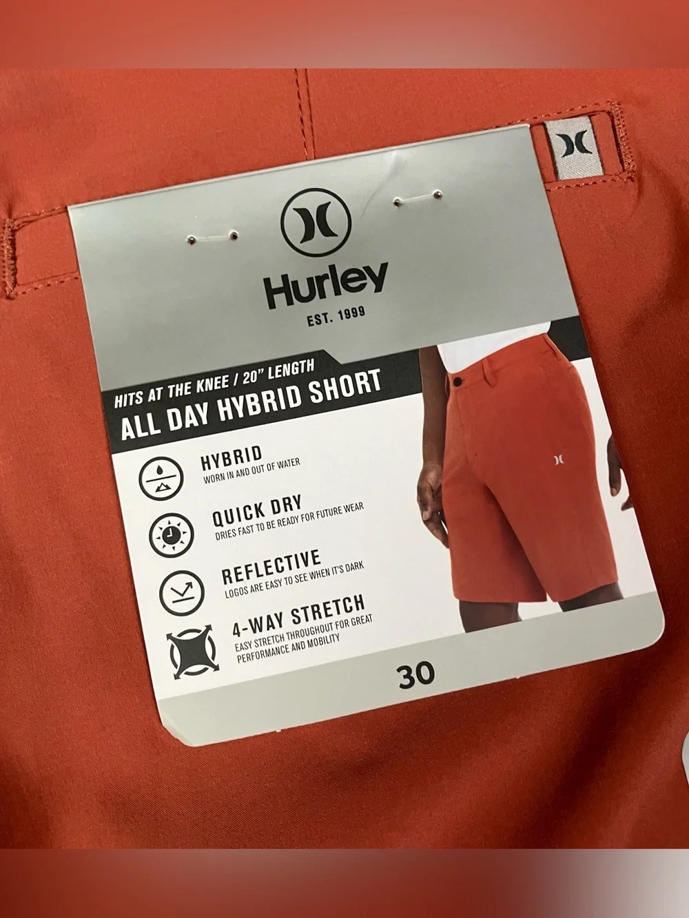 Hurley All Day / Trek Hybrid Shorts Size 30 Stretch Reflective NEW Lot Of 2! Lis